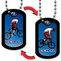 Dog Tag w/ Oblong Shape - Cyclist Stock Lenticular Design (Custom)